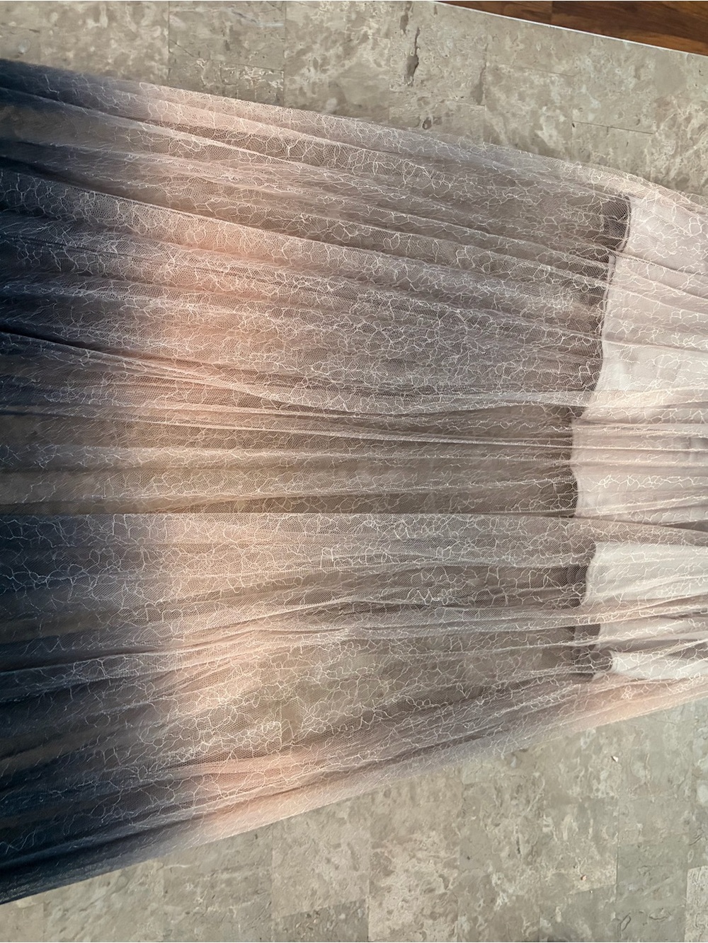 Armani Exchange Ombre Lace Tulle Maxi Dress in Blush and Taupe